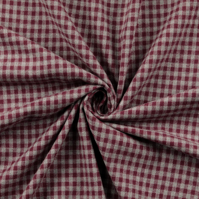 Katoenen flanel Small checks, wijnrood