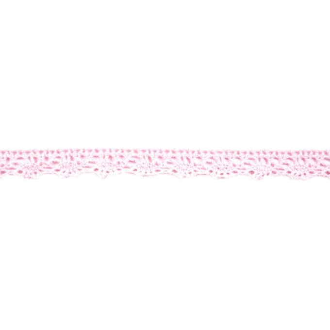 Ruban dentelle crochetée en coton, 12 mm, rose clair