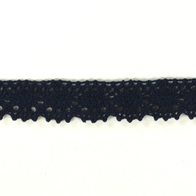 Cotton bobbin lace,  navy blue 25 mm