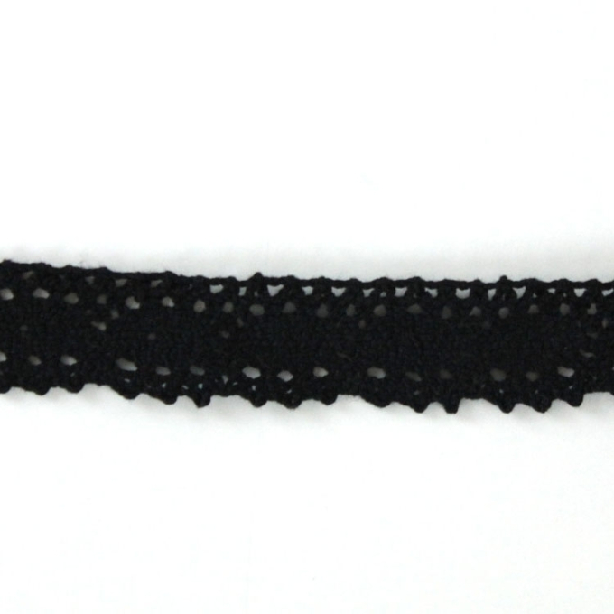Ruban dentelle crochetée en coton, 25 mm, noir