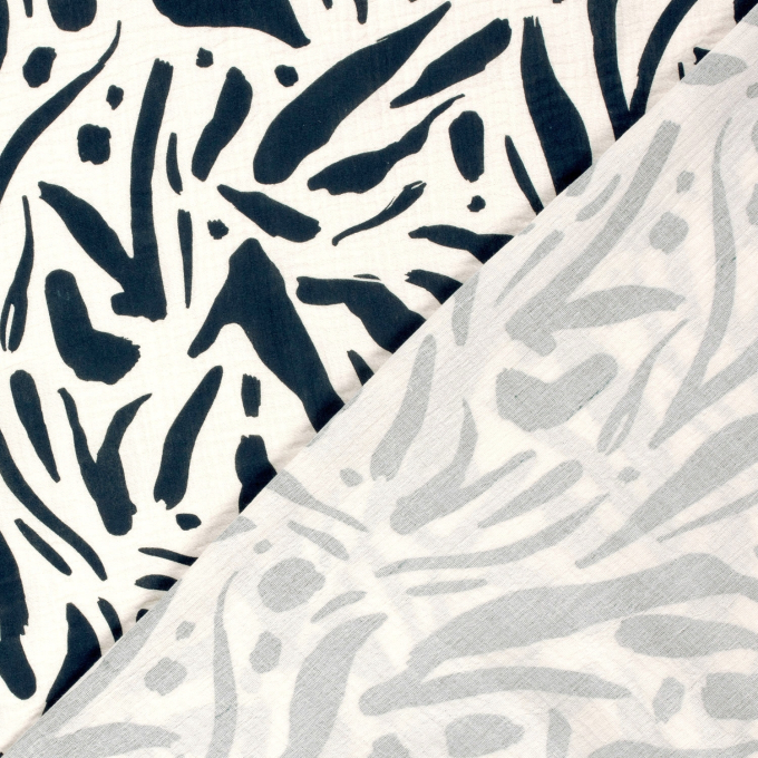 Katoenen mousseline double gauze Abstract Art, marineblauw