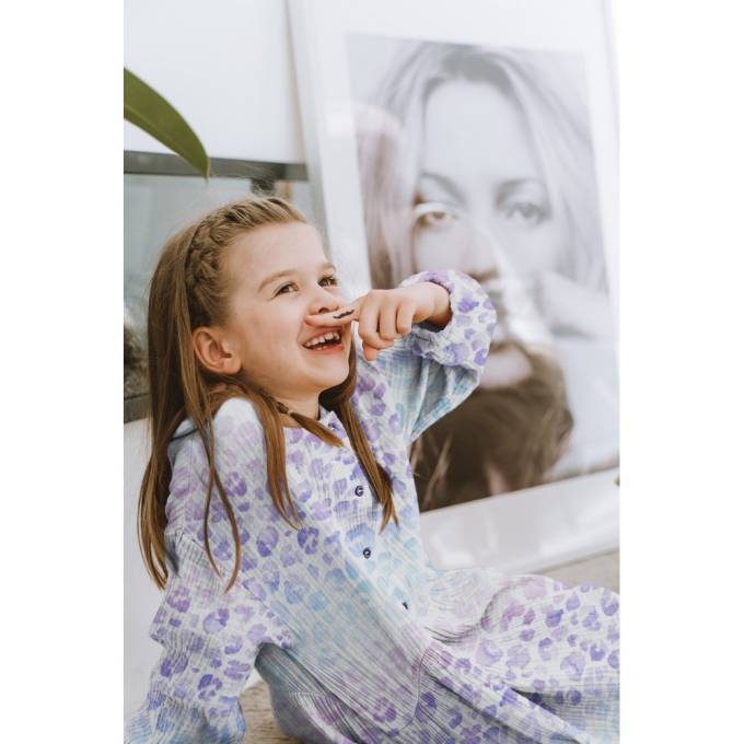 Katoenen mousseline double gauze Animal Print, paars