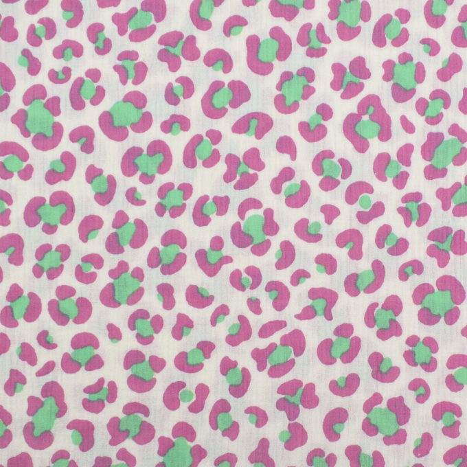 Baumwoll Musselin Animal Print, wollweiß