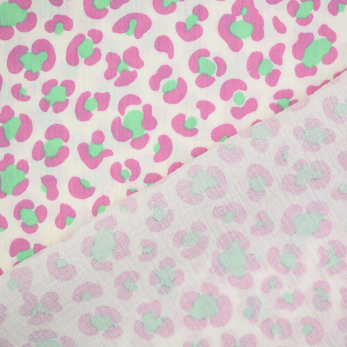 Baumwoll Musselin Animal Print, wollweiß