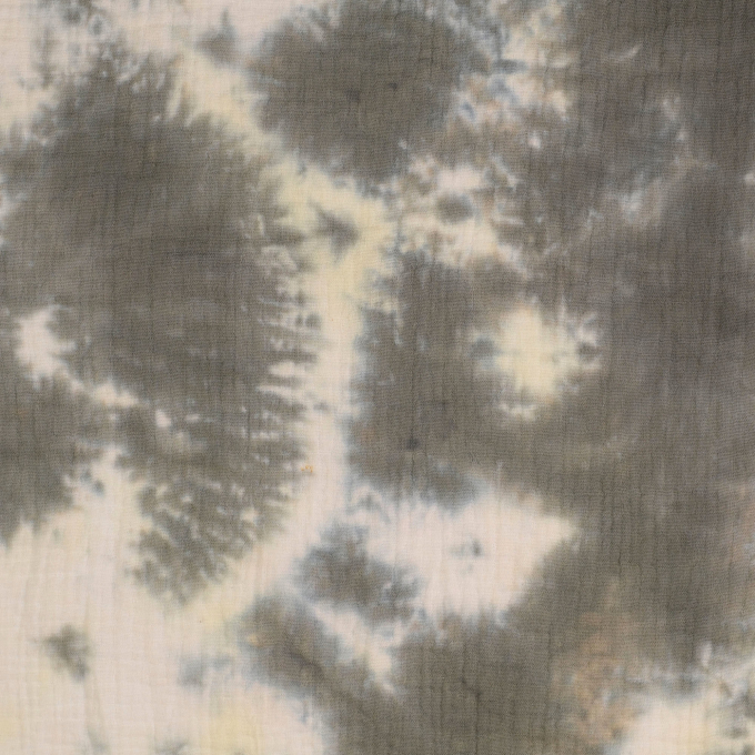 Katoenen mousseline double gauze Batik, grijs-wit