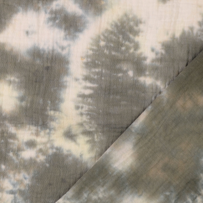 Katoenen mousseline double gauze Batik, grijs-wit