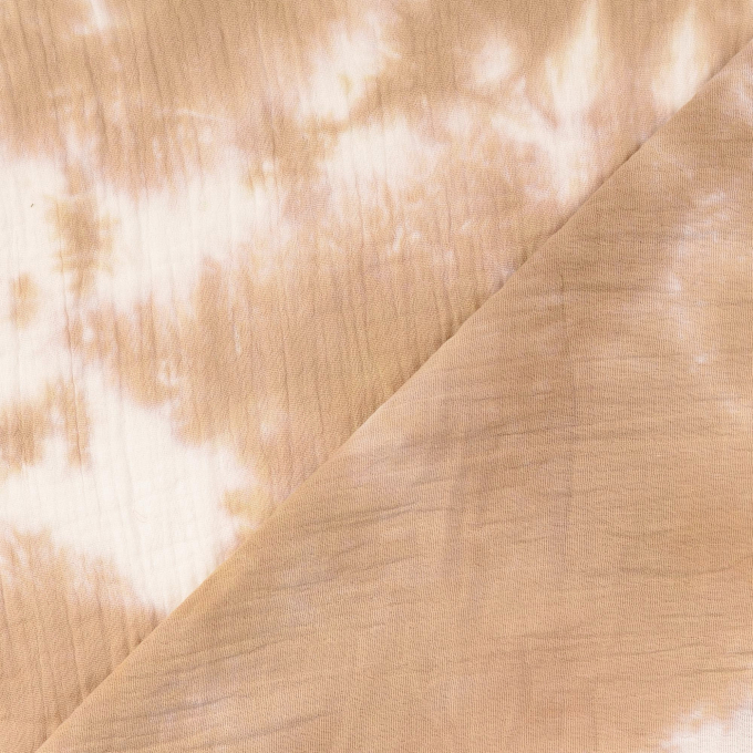 Tissu double gaze de coton Batik Stains, beige