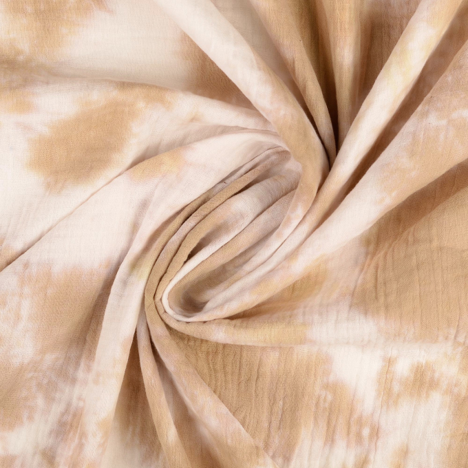 Tissu double gaze de coton Batik Stains, beige