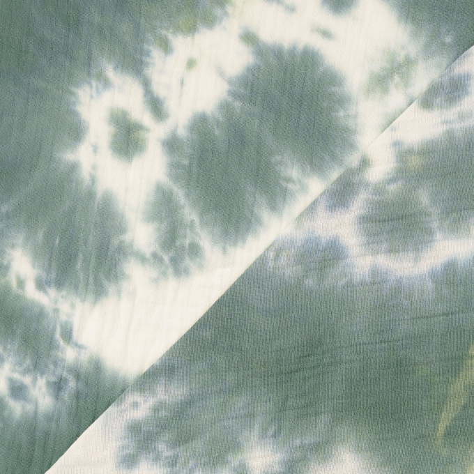 Katoenen mousseline double gauze Batik Stains, vaalgroen
