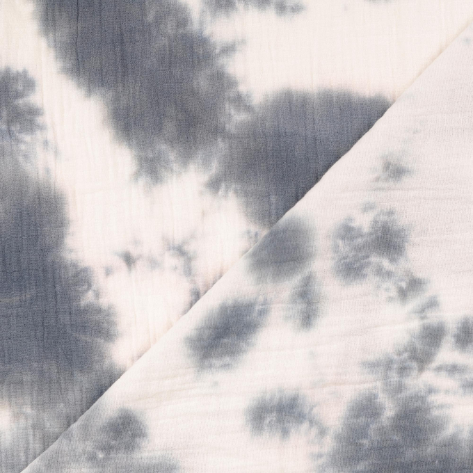 Katoenen mousseline double gauze Batik Stains, grijs