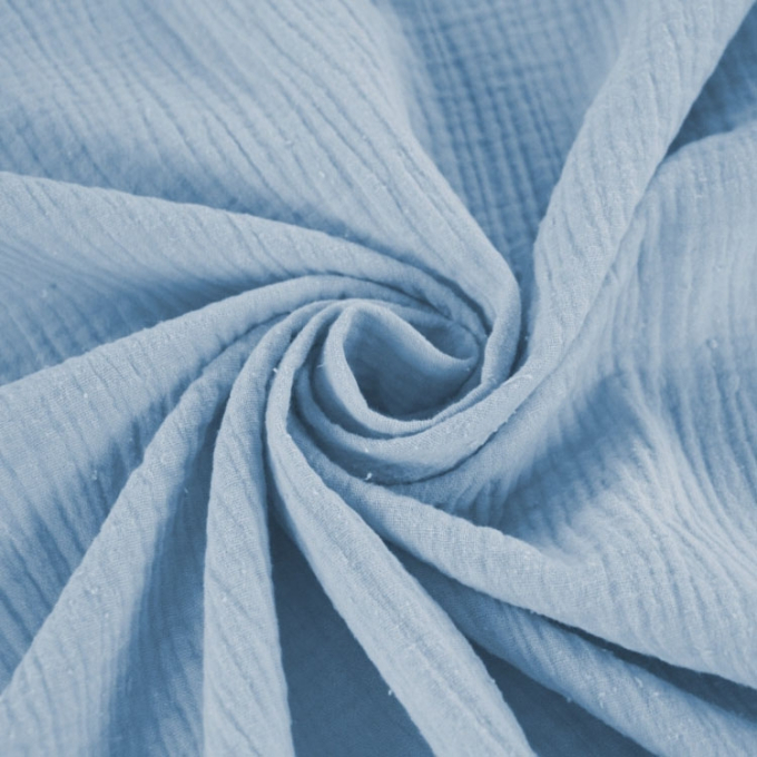 Tissu double gaze de coton, bleu gris