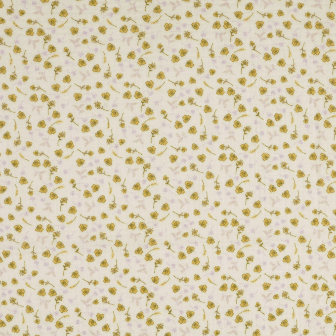 Katoenen mousseline double gauze little flowers, geel