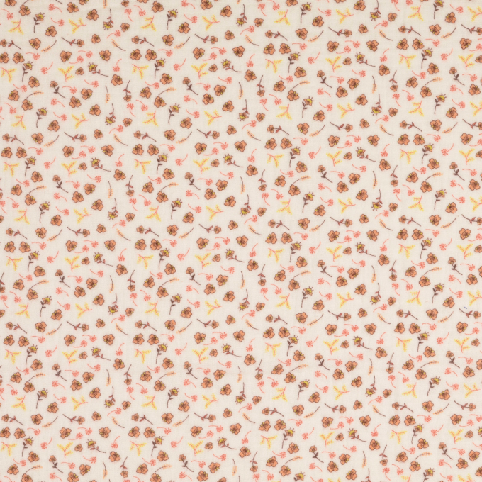Katoenen mousseline double gauze little flowers, lichtoranje