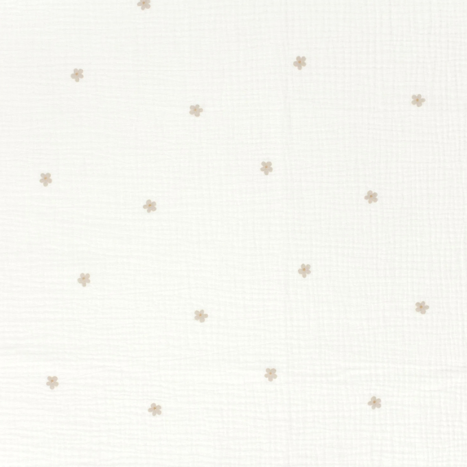Katoenen mousseline double gauze bloemenregen, wit