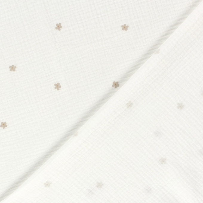Katoenen mousseline double gauze bloemenregen, wit