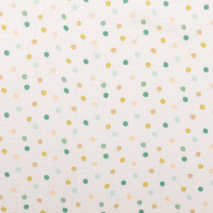 Tissu double gaze de coton Color Dots, vert