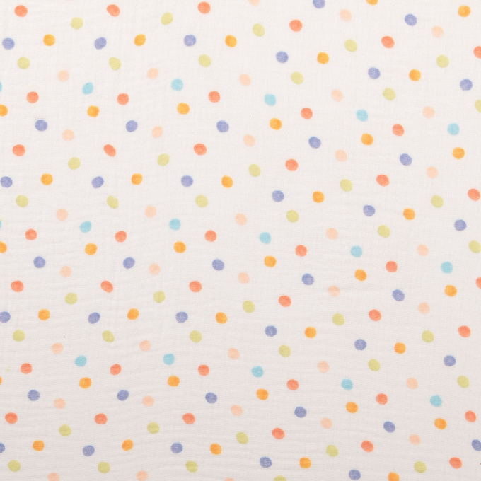 Tissu double gaze de coton Color Dots, multicolore