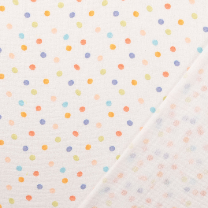 Tissu double gaze de coton Color Dots, multicolore