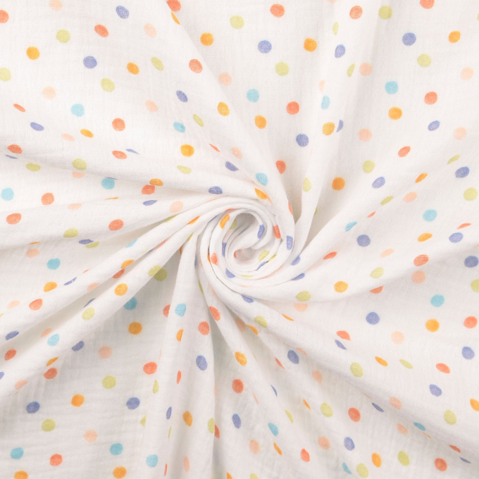 Tissu double gaze de coton Color Dots, multicolore