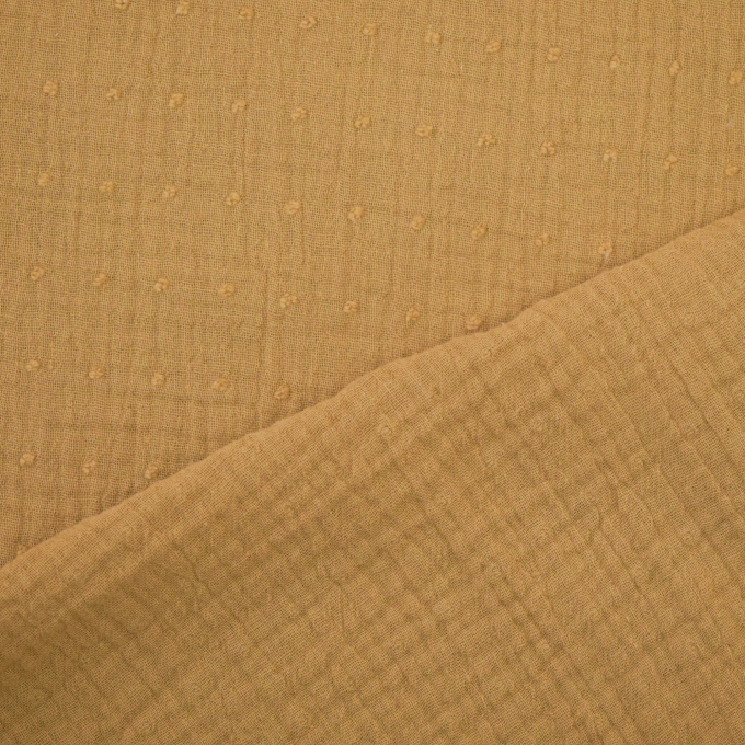Tissu double gaze de coton Dobby, chamois