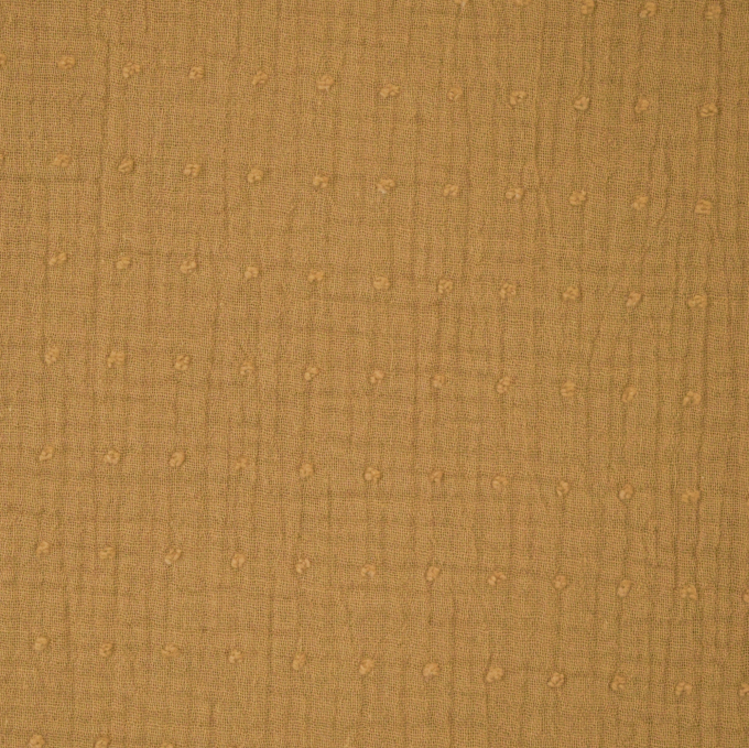 Tissu double gaze de coton Dobby, chamois