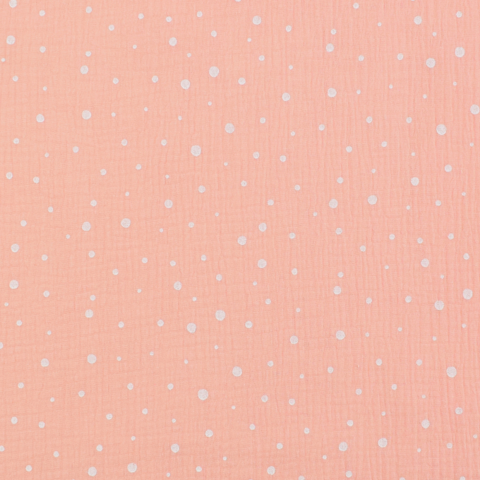 Katoenen mousseline double gauze dots, abrikooskleurig