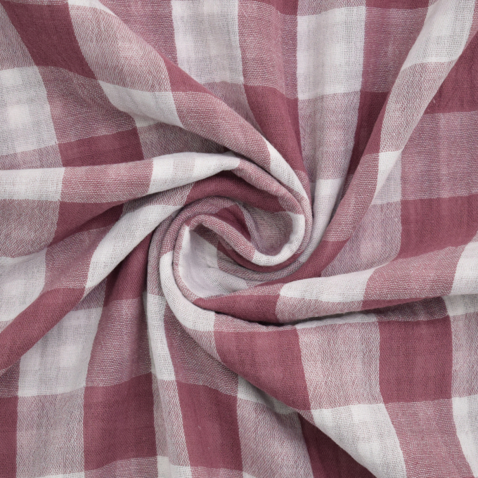Katoenen mousseline double face Kiara, bordeauxrood