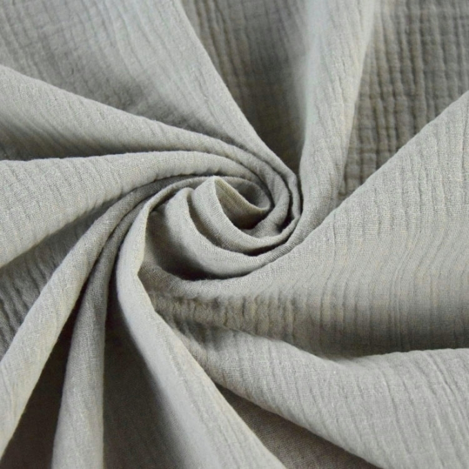 Tissu double gaze de coton, gris caillou