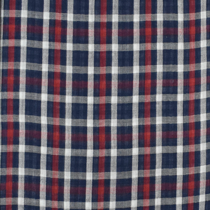 Katoenen mousseline double gauze Doubleface Checks, marineblauw