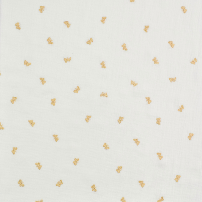 Katoenen mousseline Embroidered Butterflies, gebroken wit