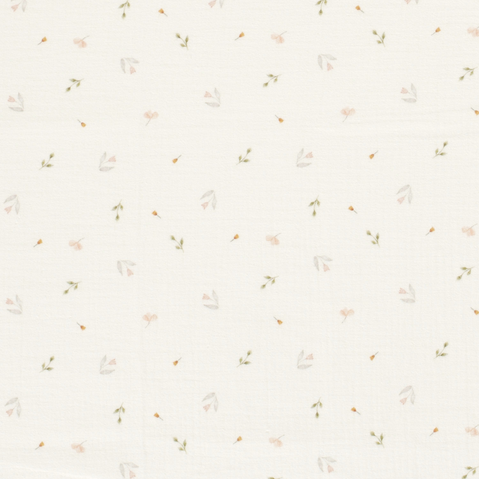 Katoenen mousseline double gauze Flower Rain, gebroken wit