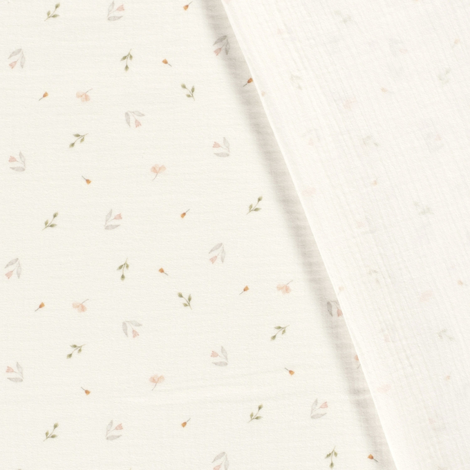 Katoenen mousseline double gauze Flower Rain, gebroken wit