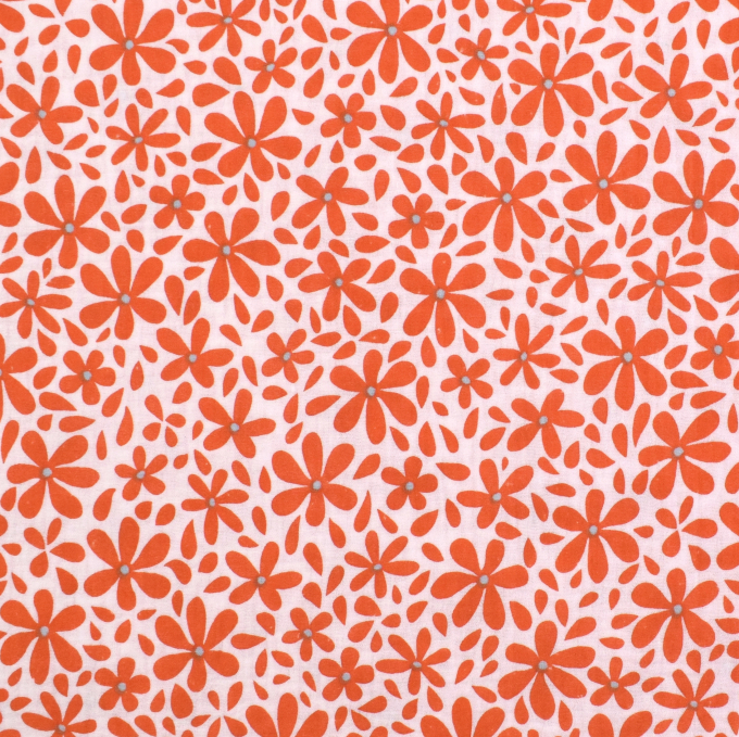 Tissu double gaze de coton Flowers, orange