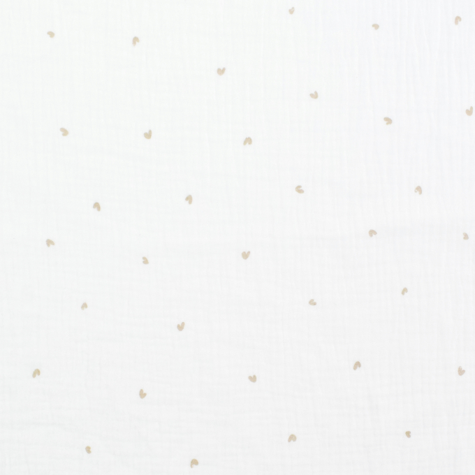 Tissu double gaze de coton Coeurs Flying Hearts, blanc cassé