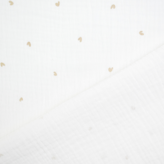 Tissu double gaze de coton Coeurs Flying Hearts, blanc cassé