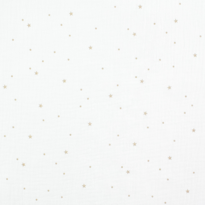 Katoenen mousseline double gauze Flying Stars, gebroken wit