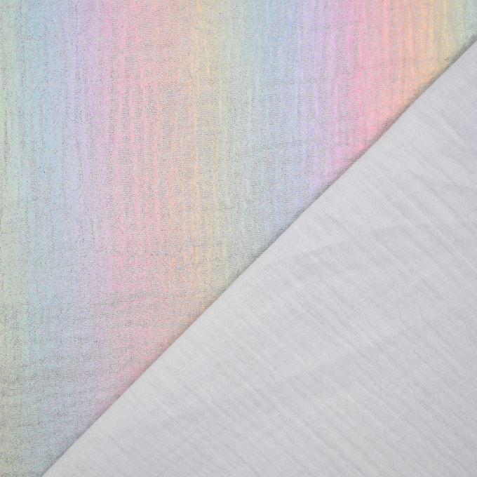 Tissu double gaze de coton lamé Arc-en-ciel Rainbow, multicolore