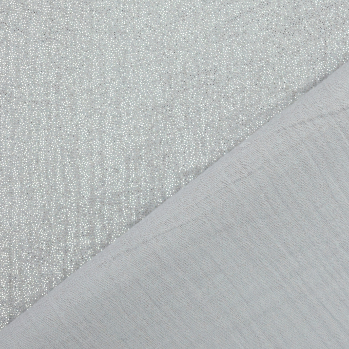 Katoenen mousseline double gauze glitter, lichtgrijs