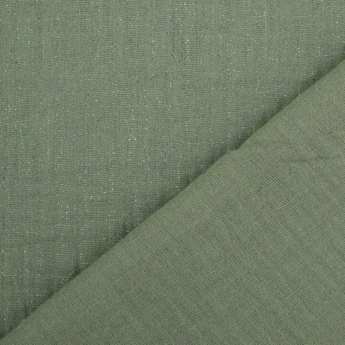 Cotton musselin double gauze glitter, olive green