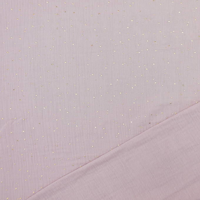 Katoenen mousseline double gauze golden dots, oud blauwpaars