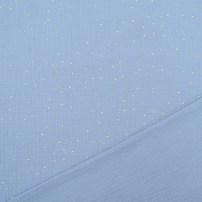Baumwoll Musselin Golden Dots, blaugrau