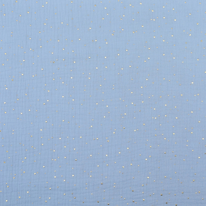 Baumwoll Musselin Golden Dots, blaugrau