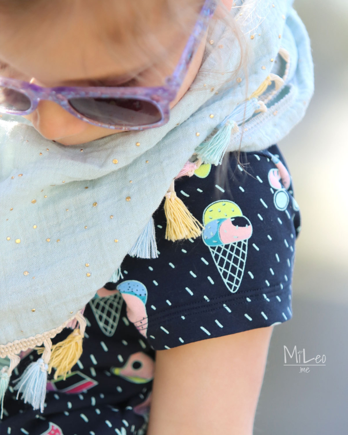 Tissu double gaze de coton, Pois dorés, menthe clair