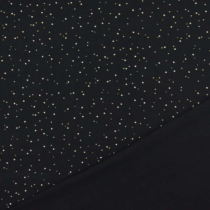 Baumwoll Musselin Golden Dots, schwarz