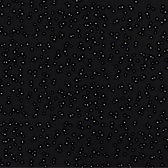 Baumwoll Musselin Golden Dots, schwarz