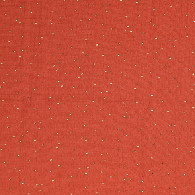 Katoenen mousseline double gauze golden drops, rood oranje