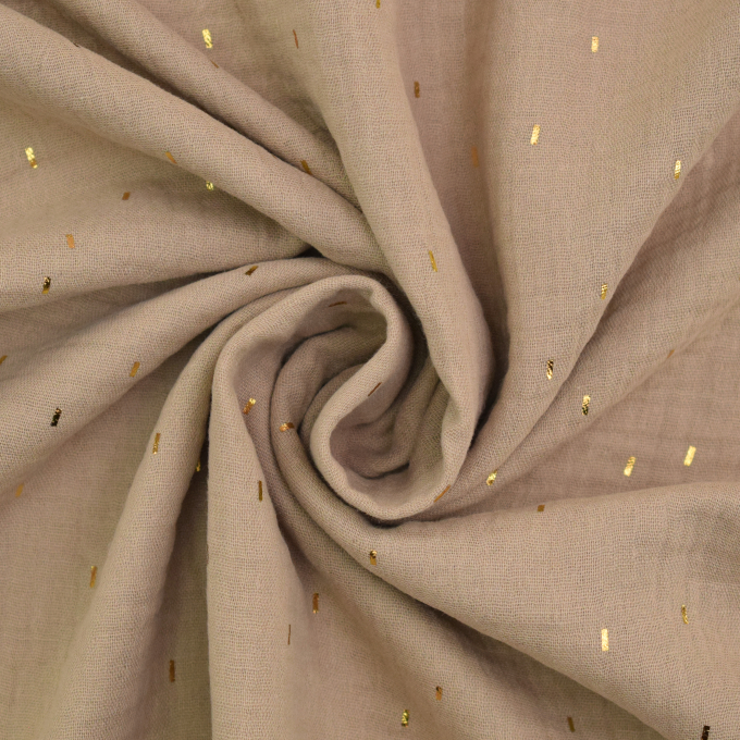Baumwoll Musselin Golden Strips, beige