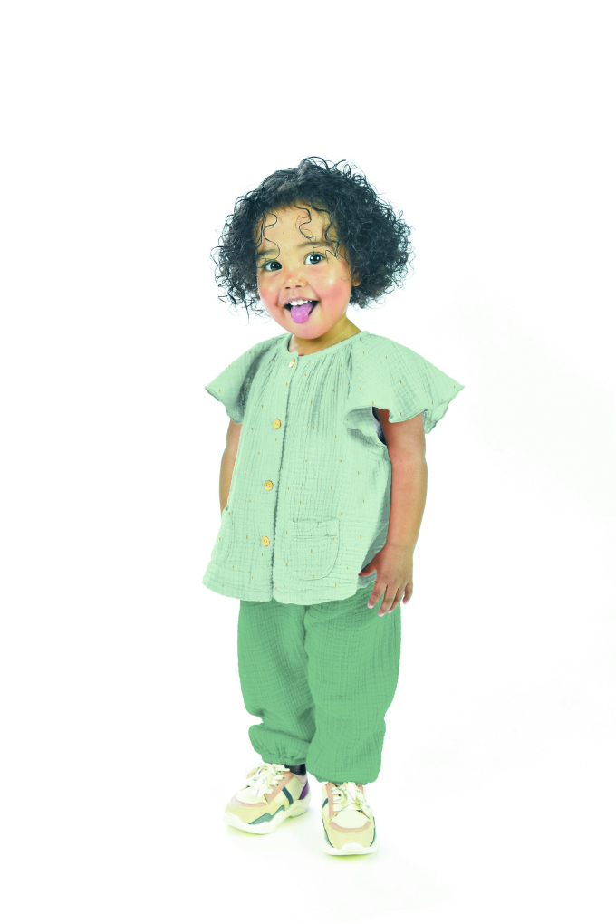Katoenen mousseline double gauze gouden strepen Poppy, oudrosé