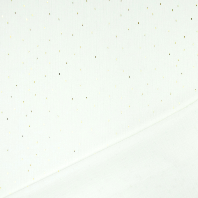Tissu double gaze de coton Bâtons dorés Golden Strips, blanc cassé