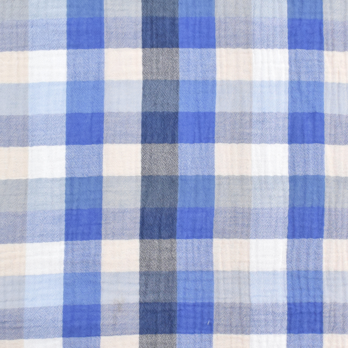 Katoenen mousseline double gauze karo, blauw